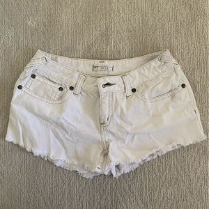 Free People Frayed White Denim Shorts